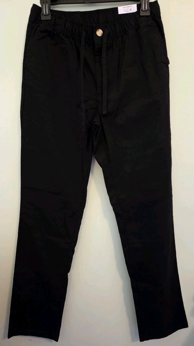 George Men's SMALL 28-30 Weekend Pull-On Chino Pants BLACK Stretch