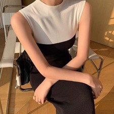 Elegant Vintage Patchwork Sleeveless Dress For Women