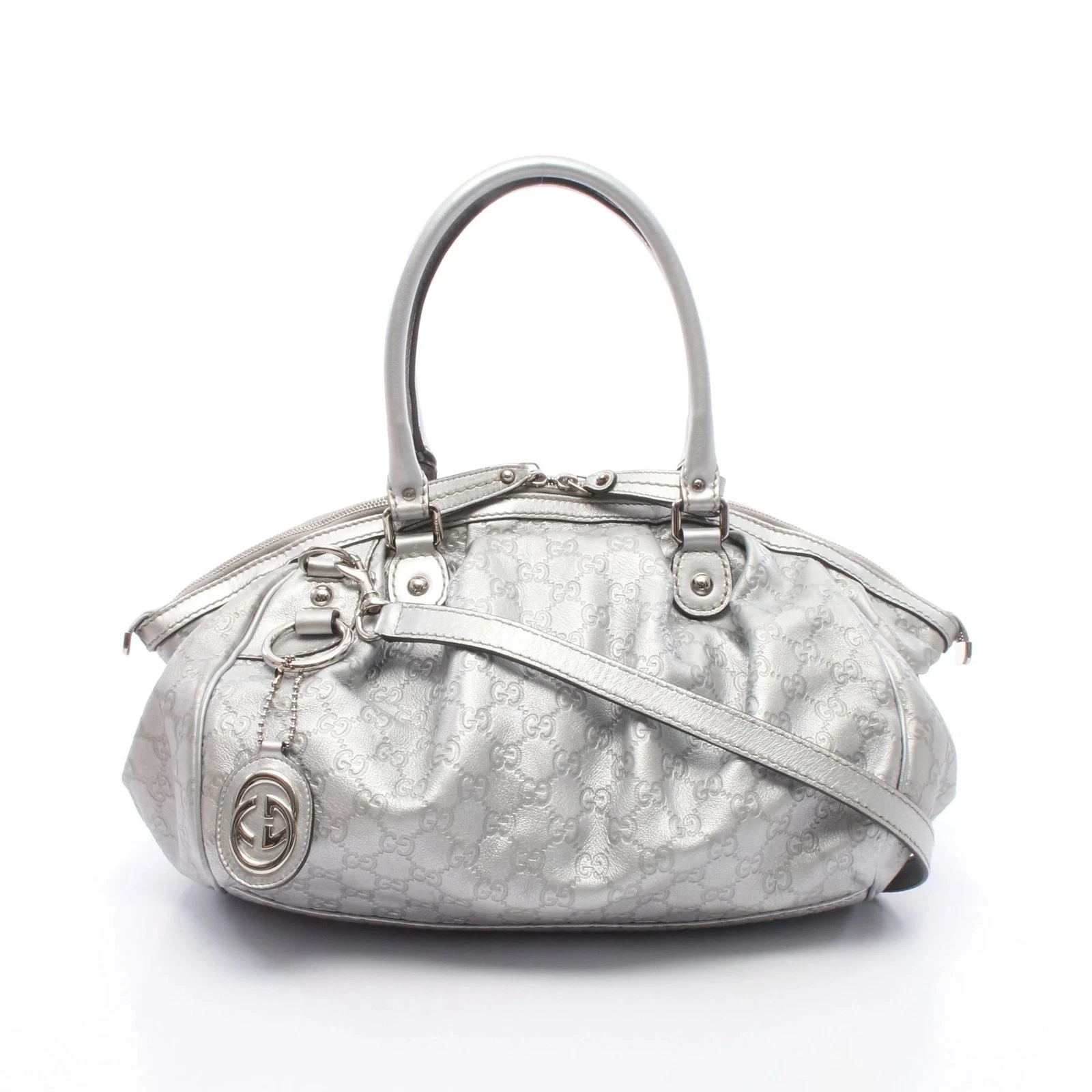 Gucci — Gucci 2WAY Handbag Silver Leather #RCB5016