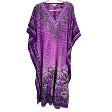 Gypsie Blu Purple Paisley Kaftan Caftan Maxi Lounge Cover Up One Size