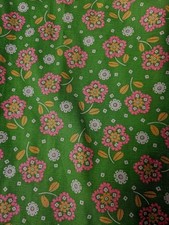60s MOD Wide Leg Pants Pink Green Flower Power Sz 8