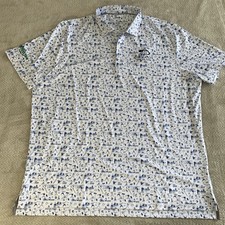 Johnnie-O Polo Shirt XXL White All Over Baseball Print Diamant First Tee Logo