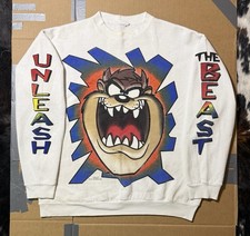 Freeze 1996 Warner Bros Taz Unleash The Beast Vintage Men's Sweatshirt White