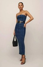 Reformation Anais Strapless Denim Midi Dress Griffin Size - 6