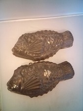 2 X Vintage Metal Fish Decorative Jelly Molds Moulds, Hanging Loops