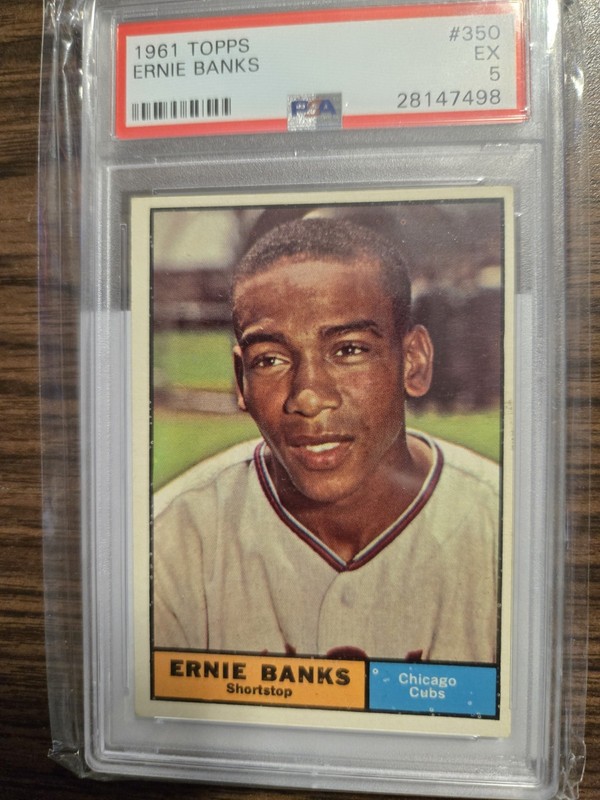 1961 Topps #350 Ernie Banks PSA EX 5 Chicago Cubs vintage baseball card Mr.Cub!