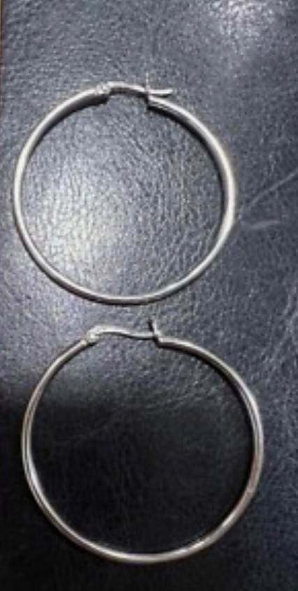 Sterling Silver Earrings Medium Hoops - image 1