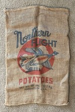 Vintage NORTHERN FLIGHT POTATOES 50 lb Burlap Sack Bag 32" x 20"
