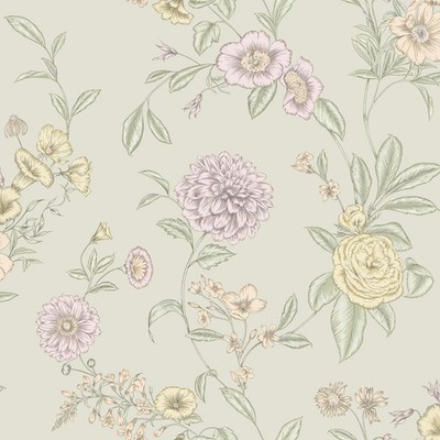 Chelsea Metallic Floral Wallpaper 100319 Green Flowers Leaves Feature Wall Rasch