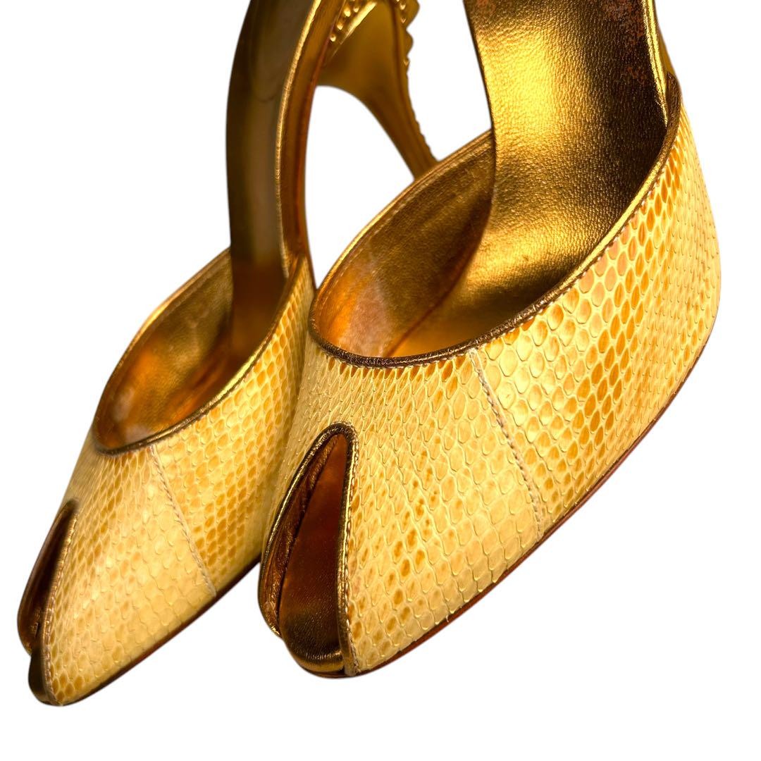 Gucci Python Pattern Gold Pumps Stiletto Heels US… - image 10