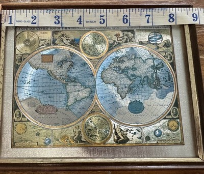 Vintage Style A New and Accurat Map of The World Dekorativer gerahmter Druck Bild