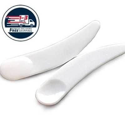100 mini cucharas curvas de plástico para cosméticos y mascarillas (blancas)