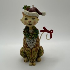 Jim Shore Heartwood Creek Ireland cat with Christmas Tree Ornament Hand Painted