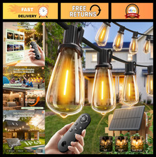 Solar String Lights 52FT Waterproof Patio Lights, Remote USB, 16 1 LED Bulbs,