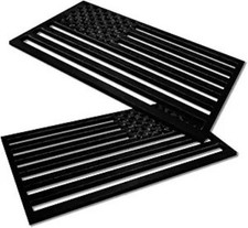 2PCS American Flag Decal Embossed 3D Metal Cut-Out Black Fla Color: Hollow Out