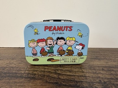 Hallmark Mini Peanuts Gift Card Holder Tin 4x2 with Handle Charlie Brown Snoopy