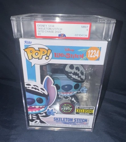 Funko Pop! #1234 Disney Lilo Stitch Skeleton Stitch Glow Chase PSA Graded 9
