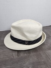 Dorfman Pacific Co. Size Medium White Straw Fedora Hat Cap