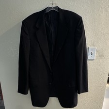 Ermenegildo Zegna Men's Black Pinstripe Wool Single-Breasted Suit Jacket 54