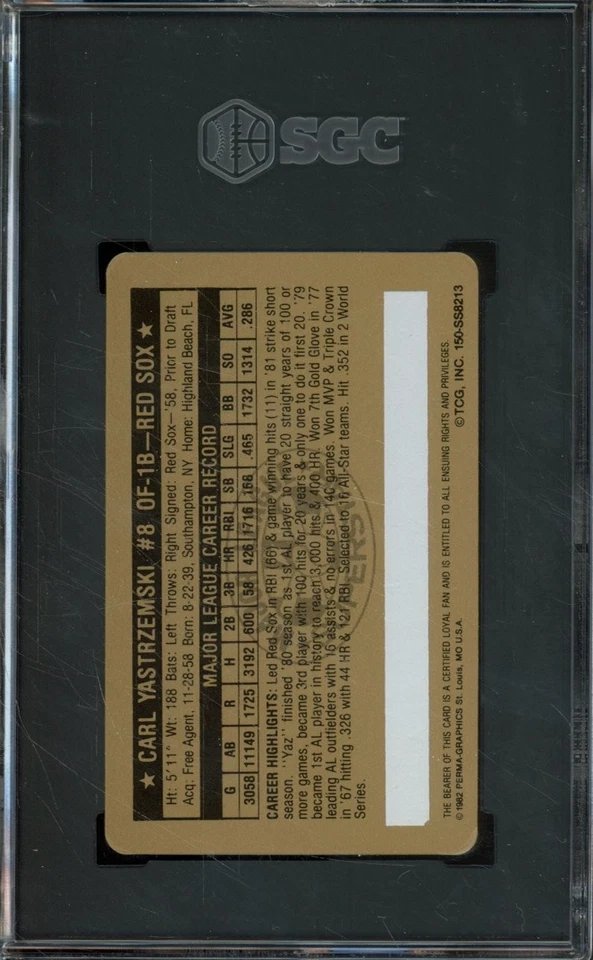 1982 Perma Graphics Super Star CARL YSTRZEMSKI Credit Card SGC 8 NM-MT - Image 2 of 2