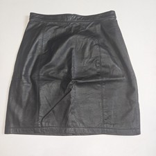 Wilsons Leather Maxima Genuine Leather Mini Skirt Black 10 Vintage 90s Goth Rock