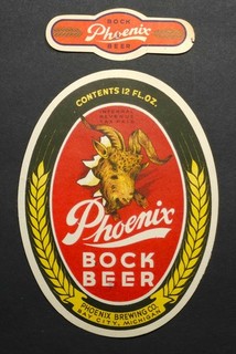 1940's IRTP beer label PHOENIX BOCK BEER Bay City MI