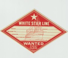 TITANIC ADHESIVE LABEL 150MM X 98MM AND CUSTOMS CARD 70MM X 85MM REPRODUCTION