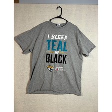 Jacksonville Jaguars I Bleed Teal and Black T Shirt Mens XL Duval Blood Donor