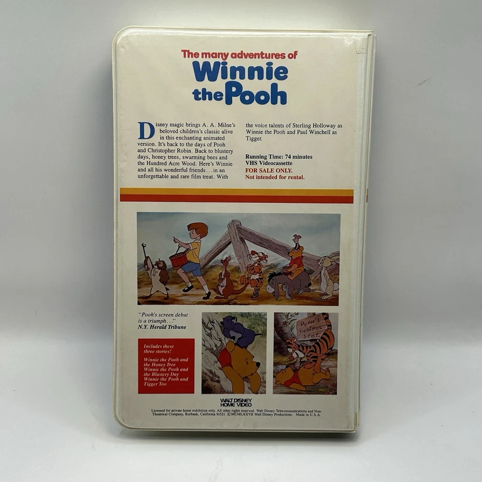 Many Adventures of Winnie the Pooh VHS Tape Home Video VTG Clamshell Nearly New! - Image 2 of 4