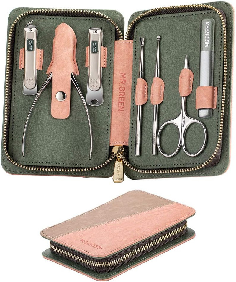 Idea Regalo Set Manicure 7 in 1 - Kit Tagliaunghie con Custodia Elegante Pelle