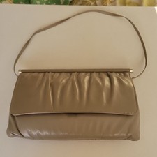 VTG Mardane Taupe Leather Clutch Handbag