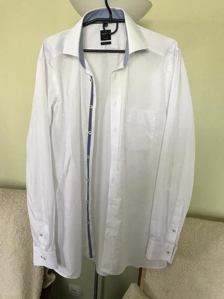 Men Olymp Shirt White Cotton 42 / XL / 50 #BX08
