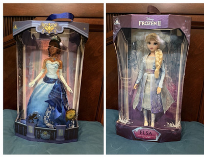 Disney Store 17'' Limited Edition Doll Lot Tiana & Elsa Frozen 2 NIB NRFB LE 