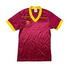 Vintage 90s Umbro Soccer Jersey Mens Small Maroon Yellow USA Made Football Shirt