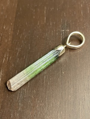 14K massives Gold rosa und grün zweifarbig Wassermelone Turmalin Amulett!