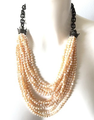 Natur Schmuck Superb Collier Multi Reihen Perle Perlmutt Vintage Schmuck