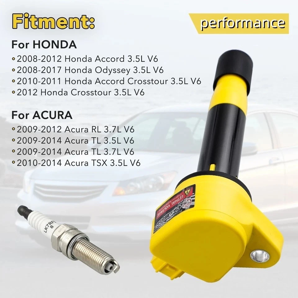 Premium 6x Ignition Coil & 6x Spark Plug For Honda Accord Odyssey 3.5L V6 UF603 - Image 4 of 4