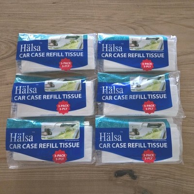 6 HALSA Refill Tissue Packages for Car Visor Tissue Holder New 3 refills per pkg
