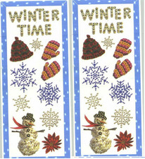 2 Large Sheets Winter Time Snow Snowflakes Snowman Mittens Scrapbook Stickers