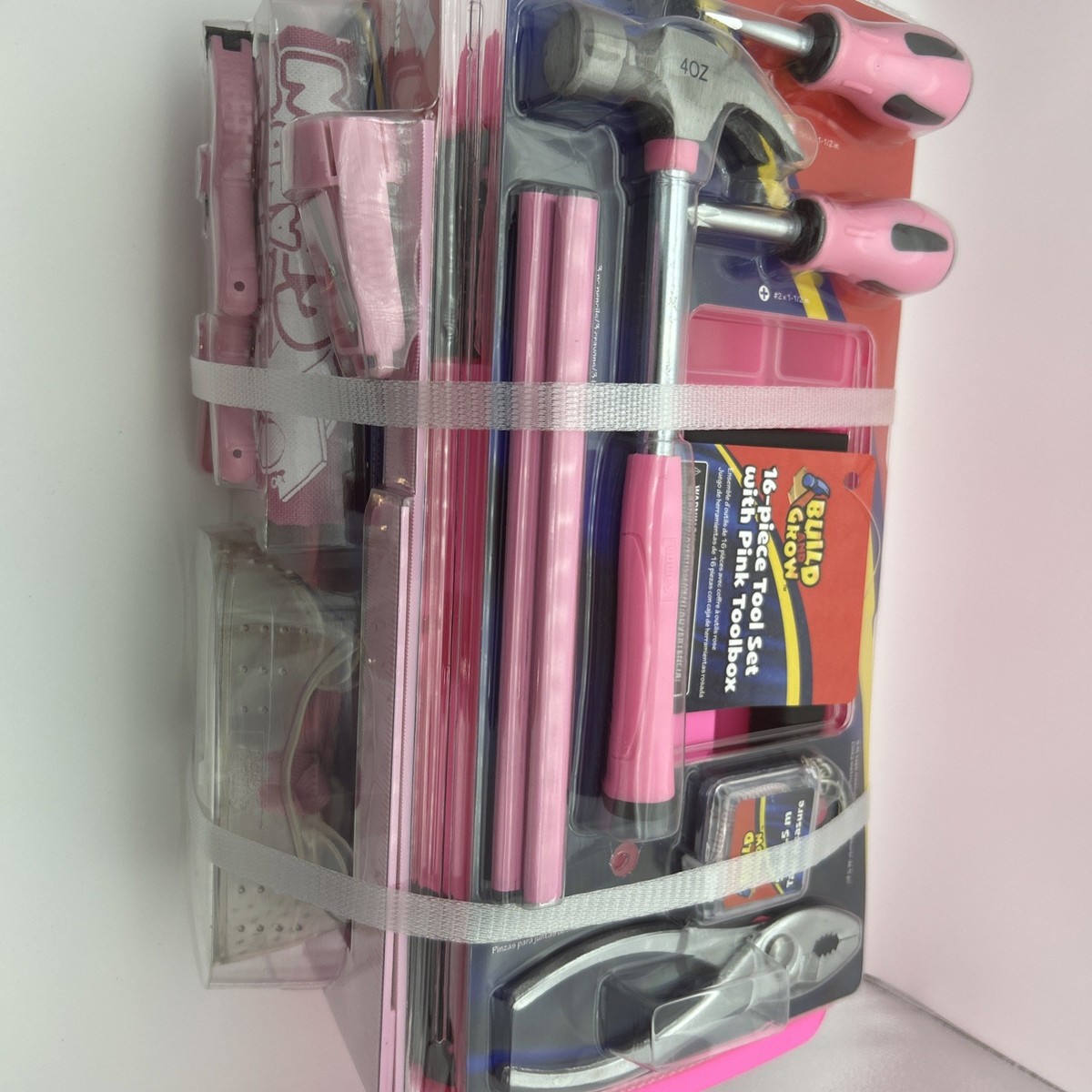 Lowes Build and Grow 16 Piece Childs Tool Set With Pink Toolbox