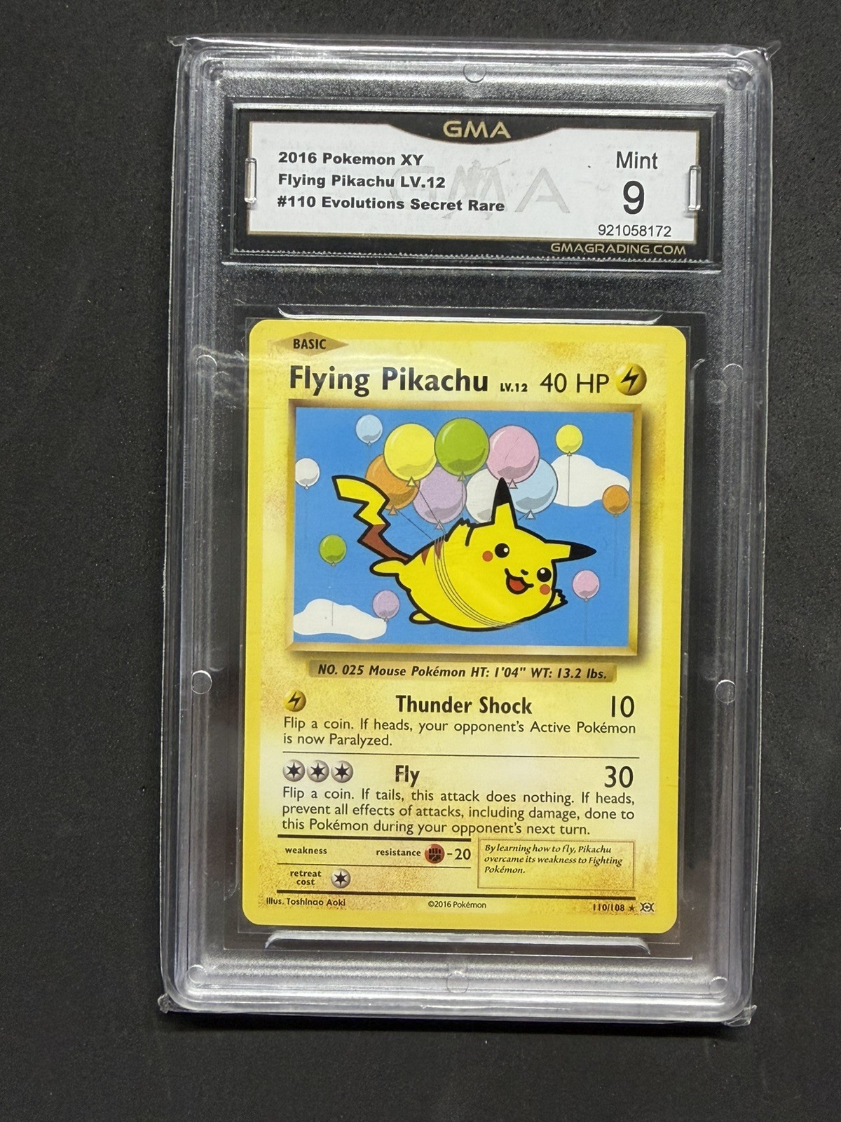 2016 Pokemon XY Evolutions Flying Pikachu 110/108 PSA 9