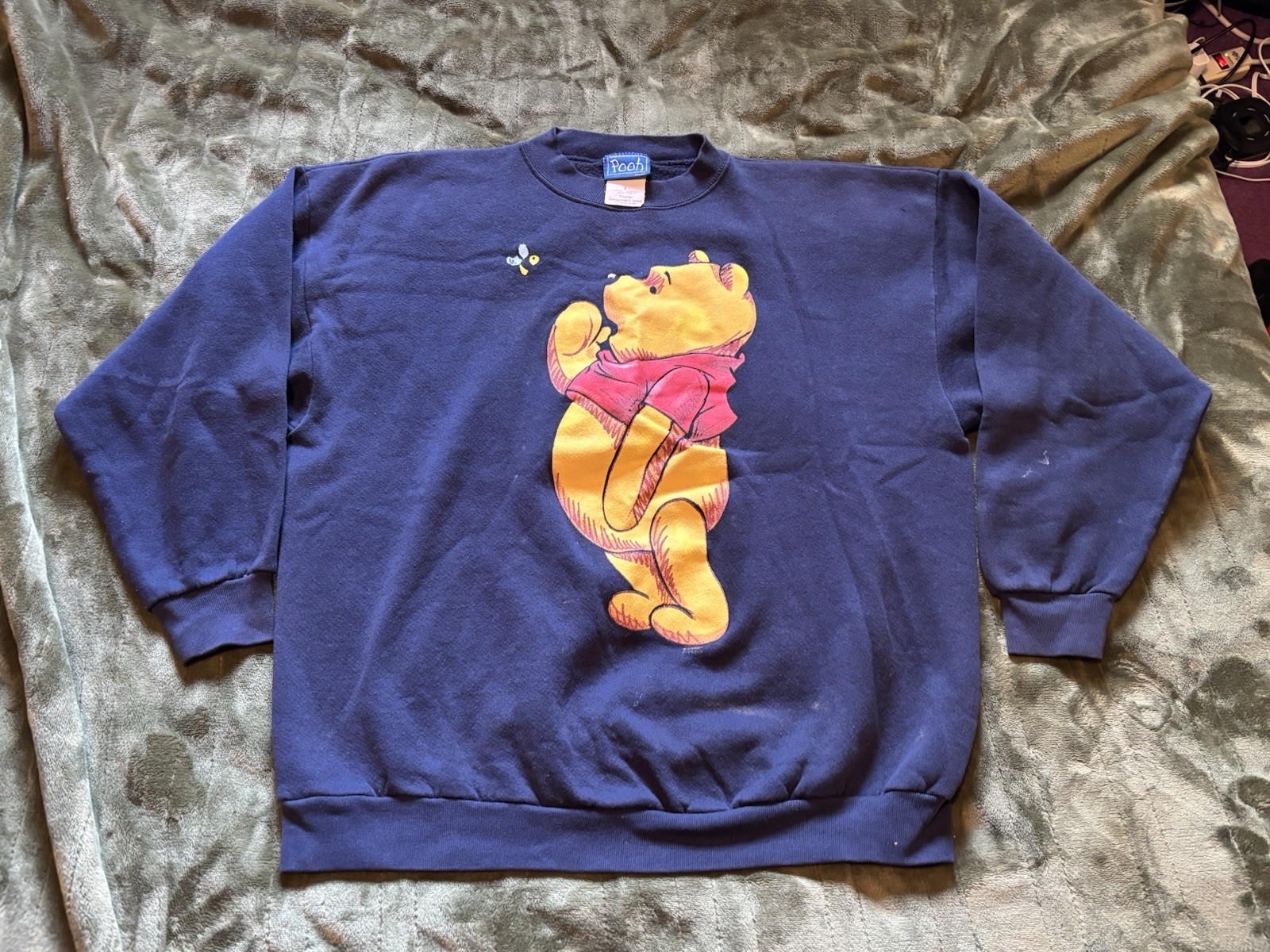 Vintage Pooh Bear Sweater Crewneck Sweatshirt Mens XL Blue 90s Jerry Leigh