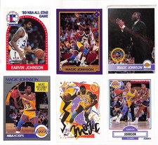 Earvin Magic Johnson 6 Card Lot NBA LA 1989 Hoops, Tuff Stuff Jr, Fleer 1990 HoF
