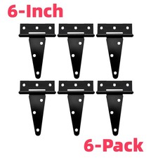 6 Inch Black T Hinges Heavy Duty Strap Hinges for Gate Shed Fence Door 6-Pack