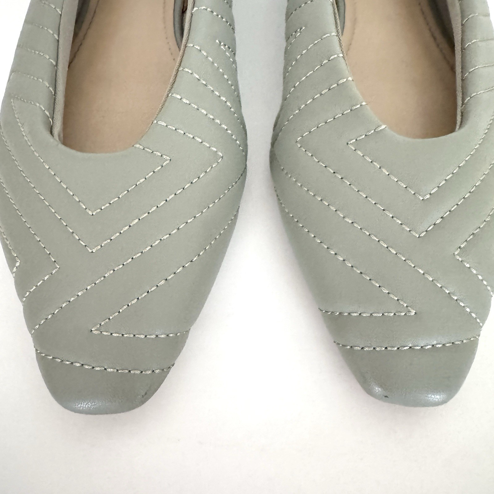 H&M Women’s Gray Quilted Pointy Square Toe Flats Size 39 US 8.5 Grey Silver thumbnail 2