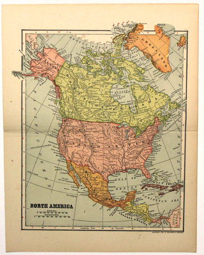 1904 Antique Map NORTH AMERICA USA Canada Mexico Alaska Dodd Mead Original