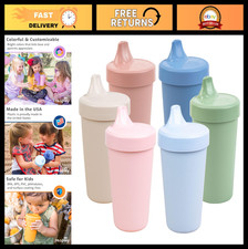 Reusable Spill-Proof Sippy Cups for Toddlers - 10 Oz Set of 6, Dishwasher Safe,