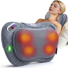 Cordless Neck and Back Massager with Heat LCD Display - Rechargeable Shiatsu