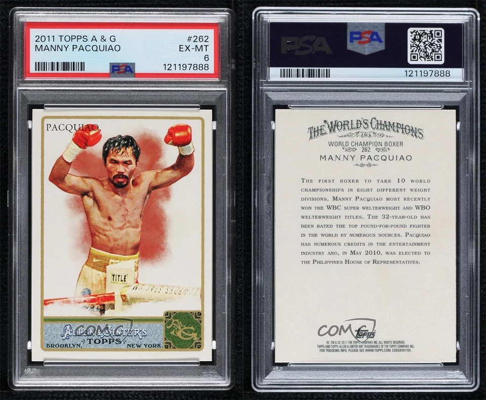 2011 Allen & Ginter's Ginter Code Puzzle Border Manny Pacquiao #262 PSA 6 - Image 3 of 3