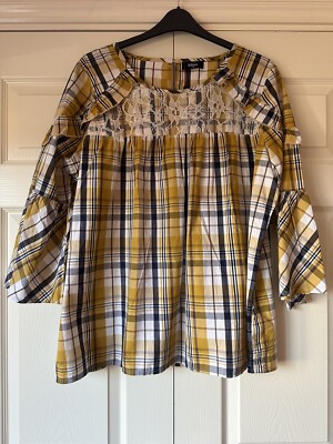Beautiful Ladies Checked Blouse Top Shirt Size 22 Brand New Klass 100% Cotton 